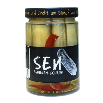 Bio-Senfgurken-Glas scharf