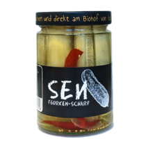 Bio-Senfgurken-Glas scharf